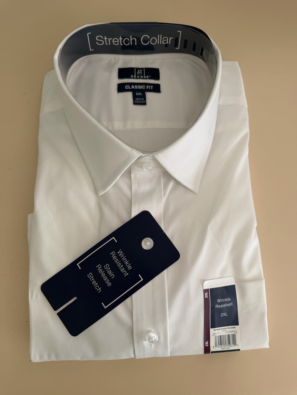George White Classic Fit Dress Shirt Stretch Collar NWT Size 2XL